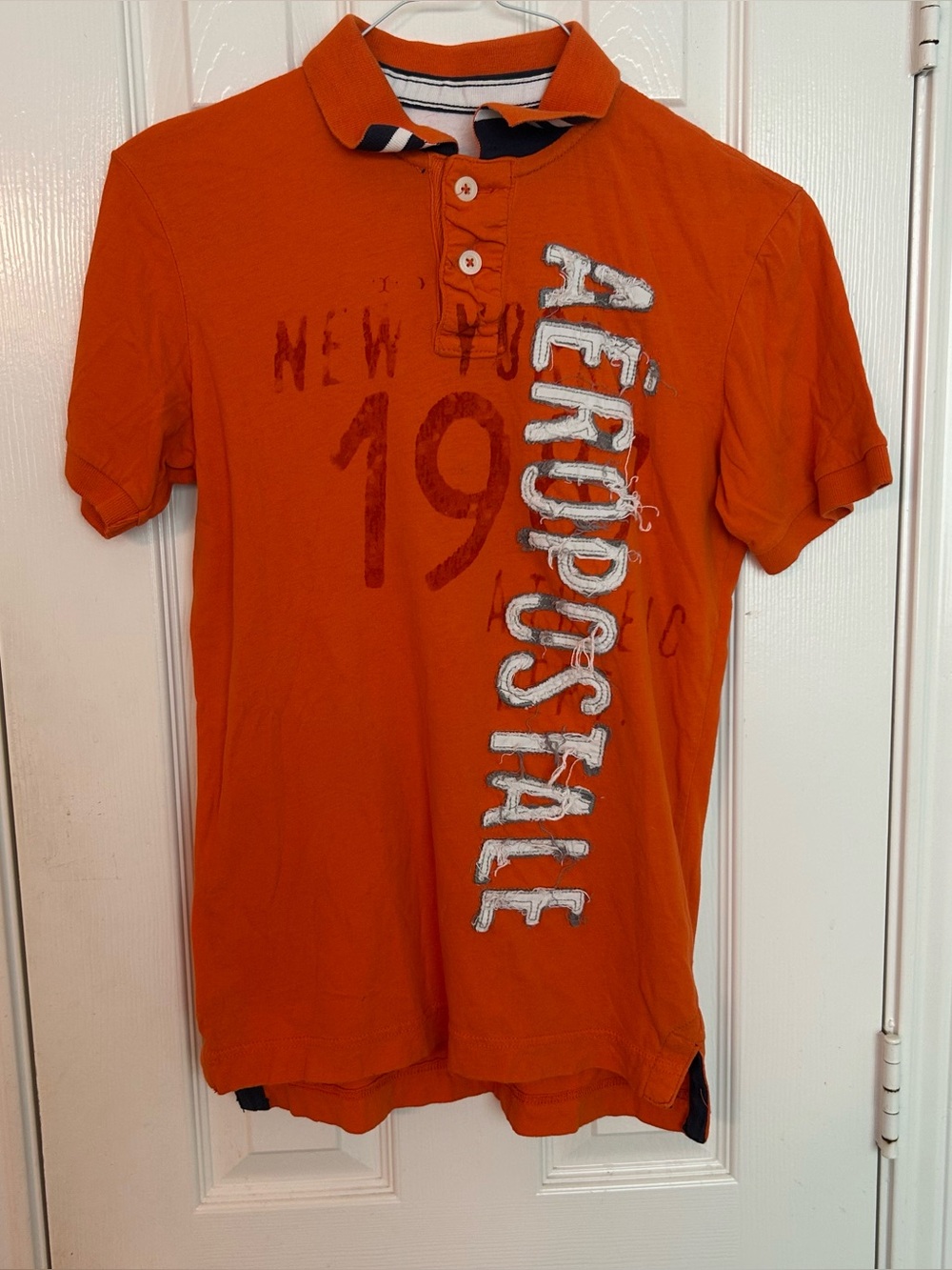 Vintage Y2K Aeropostale AOP Polo Shirt Size Men’s XS Spellout New York 1987